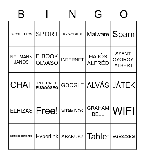 Netfüggőség_25 Bingo Card