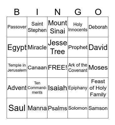 Unit 2 Bingo Card