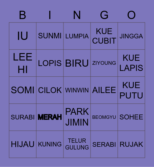Bingo Bareng Somi Bingo Card