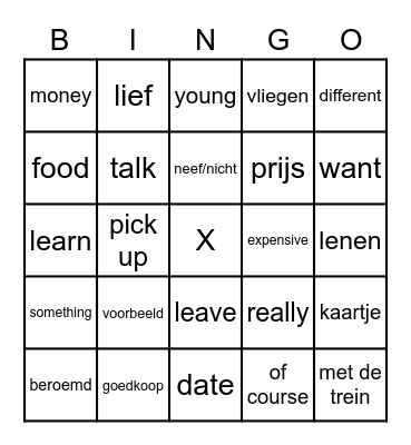 Unit 2 Words Bingo Card