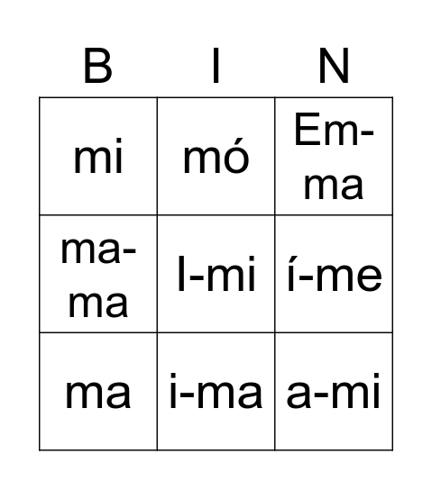 e betű után Bingó Bingo Card