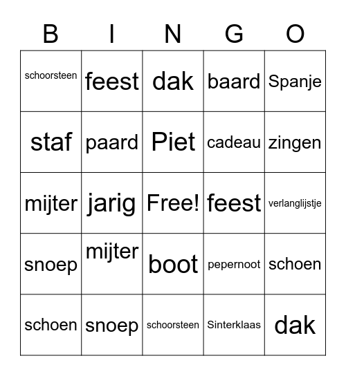 Sinterklaas Bingo Card