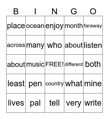2nd Grade Reading Intervention 2 Bingo Card