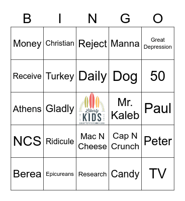 LBC Kids Bingo! Bingo Card