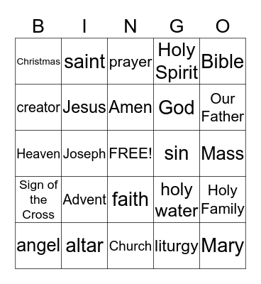 Finding God Bingo Card