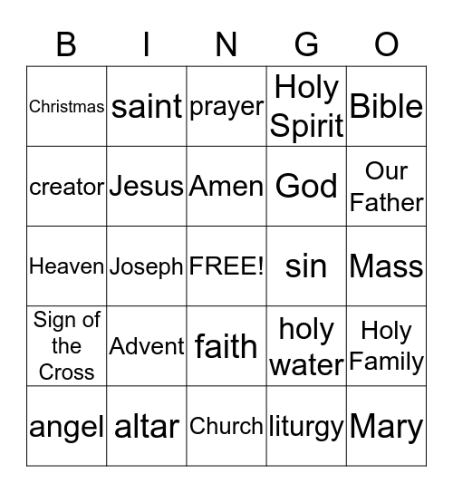 Finding God Bingo Card