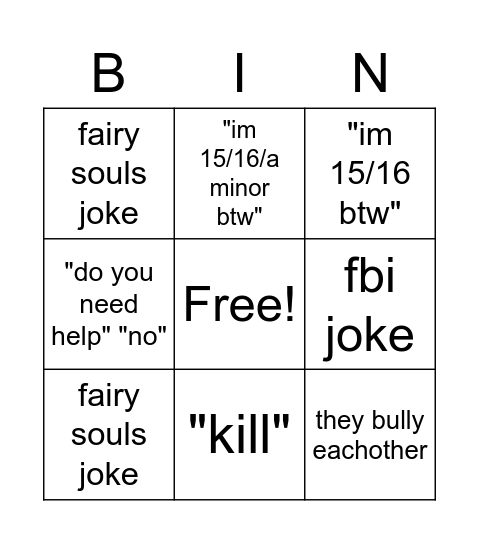 tommy and deo vid bingo Card