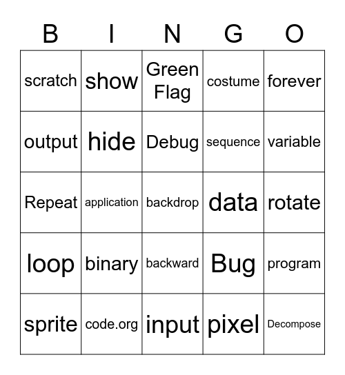 Coding Bingo Card