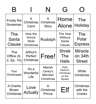 Christmas 2020 Bingo Card