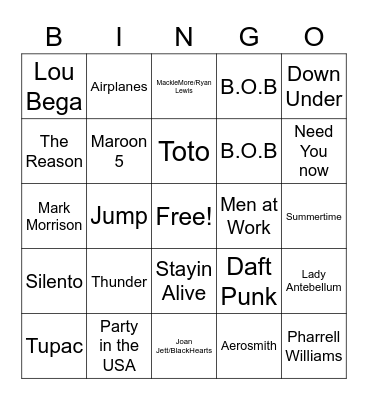 Parker Family Bingo Card