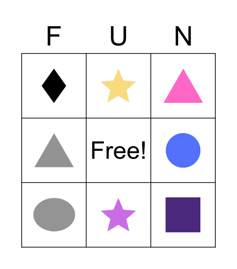 Simple Shapes Bingo Card