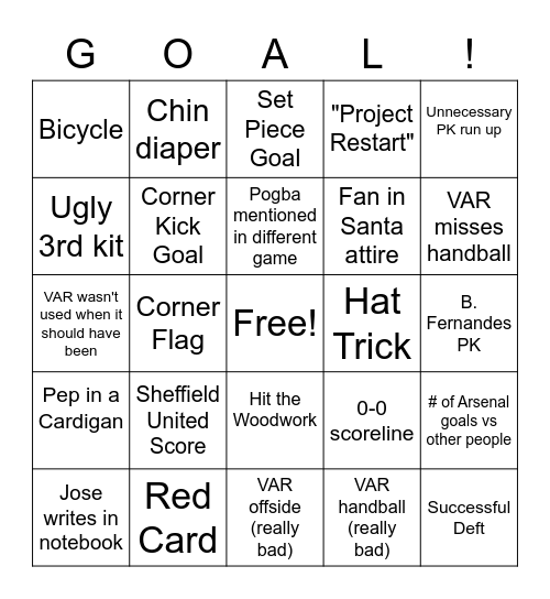 Boxing Day Bingo Card