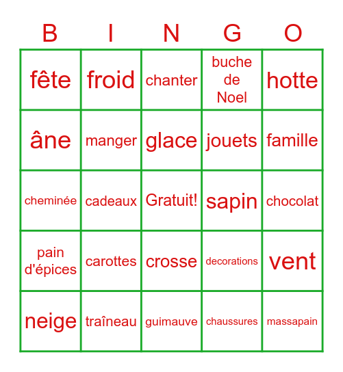 St. Nicolas Bingo Card