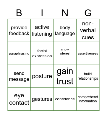 Effective Communication Bingo Card