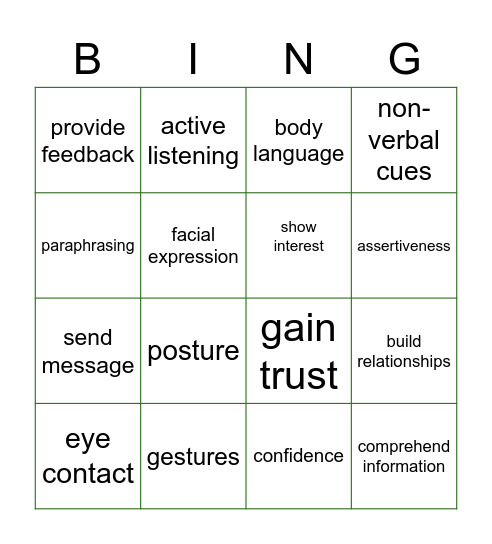 Effective Communication Bingo Card