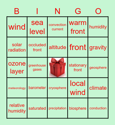 Atmosphere & Weather Bingo Card