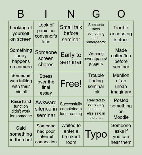 END OF TERM 1 BINGO Card