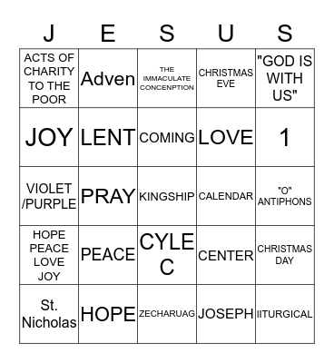 ADVENT BINGO  Bingo Card