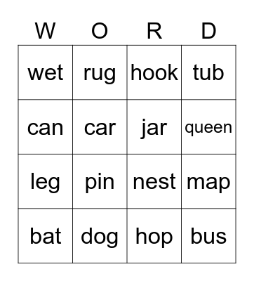 Lesson 13 reveiw Bingo Card