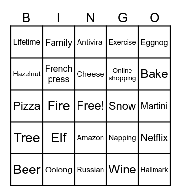Virtual Happy Hour Bingo Card