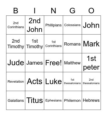 Bible Bingo 2.0 Bingo Card