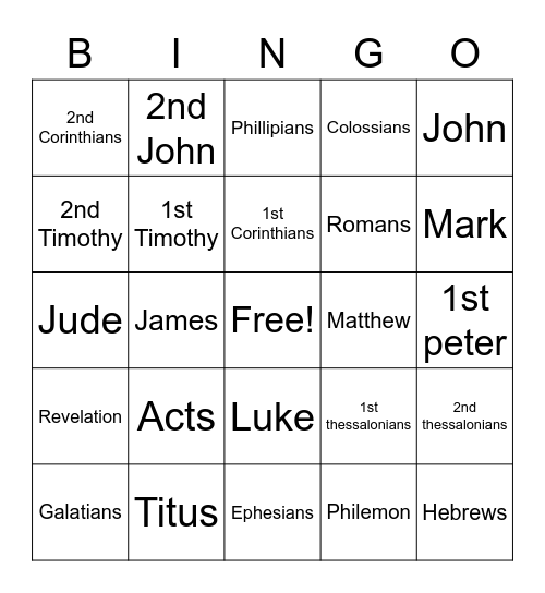 Bible Bingo 2.0 Bingo Card