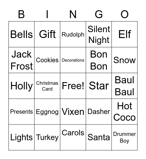 Christmas Bingo Card