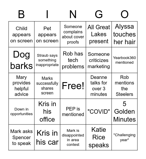 Monday Morning Bingo Card