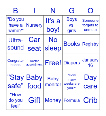 Myers Baby Bingo Card