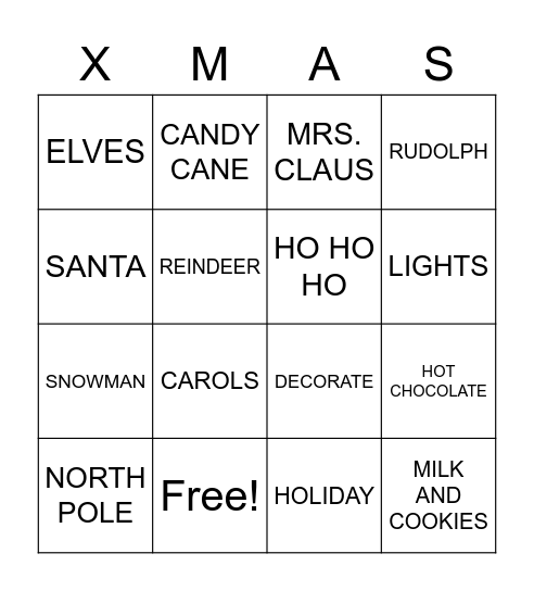 ADA CHRISTMAS BINGO Card