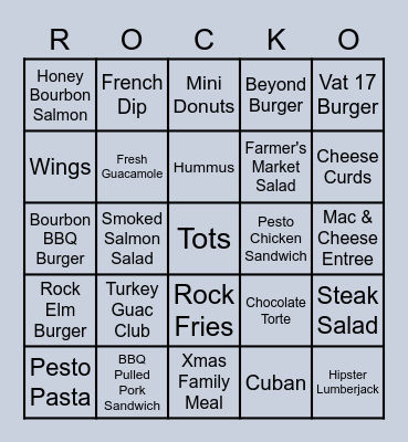 WINTER TAKEOUT "ROCK-O" Bingo Card