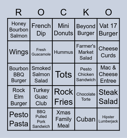 WINTER TAKEOUT "ROCK-O" Bingo Card