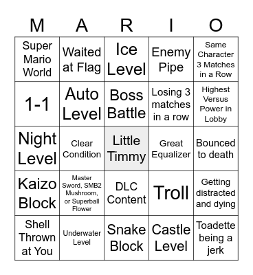 Super Mario Maker 2 Online Bingo Card