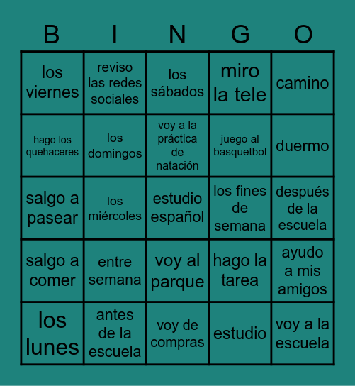 ¿Qué haces...? Bingo Card