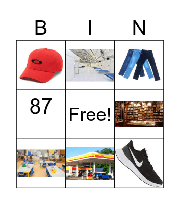 Clothes and Places Bingo Card