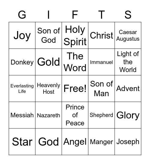 The Words in the Story of Jesus Bingo Card