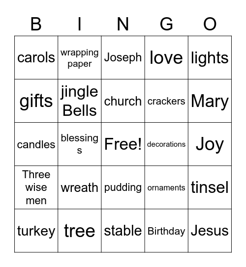 Christmas Bingo Card