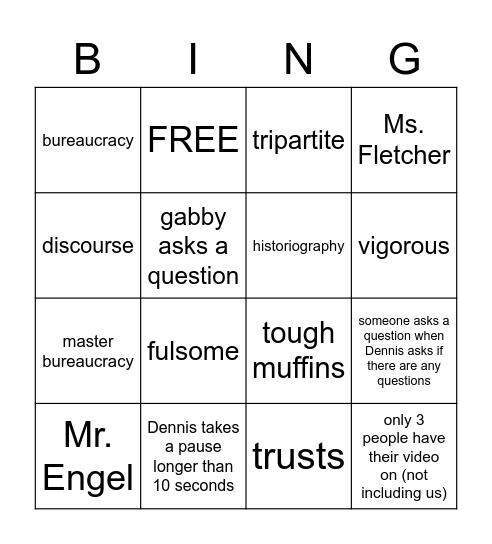 HISTORY BINGO!!! Bingo Card