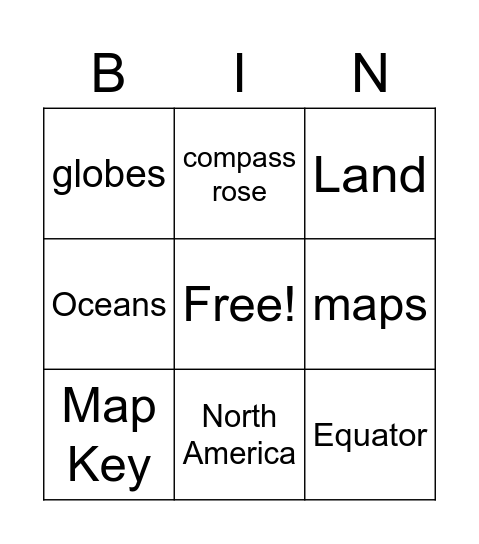 Maps Bingo Card