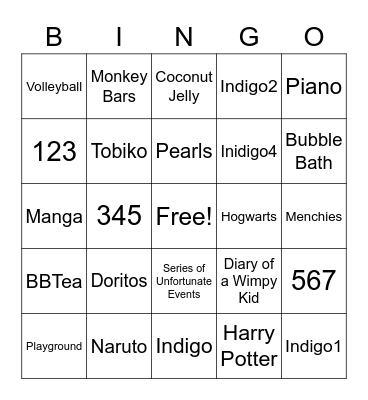 Kylie's Birthday Bingo Card