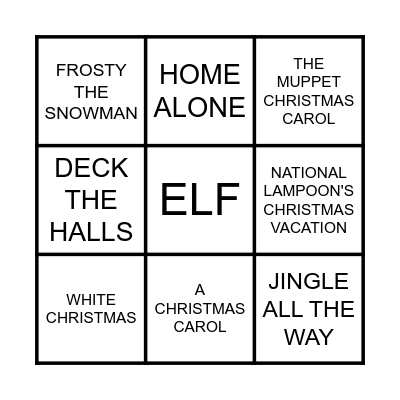 HOLIDAY MOVIES BINGO Card