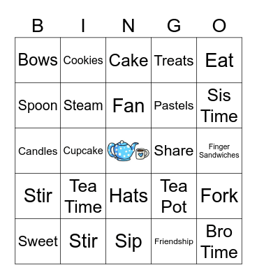 Lakisha's Tea Party Bingo Card