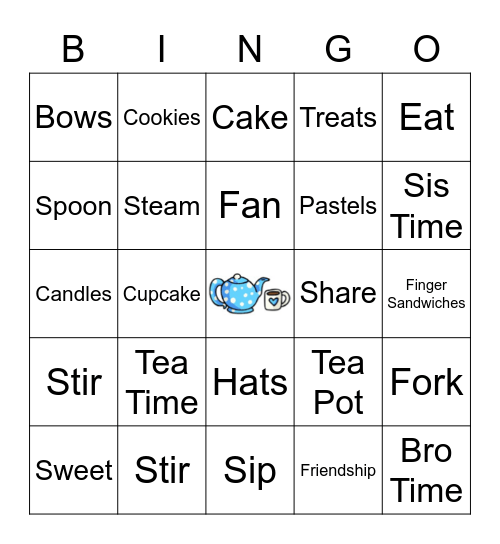 Lakisha's Tea Party Bingo Card