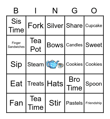 Lakisha's Tea Party Bingo Card