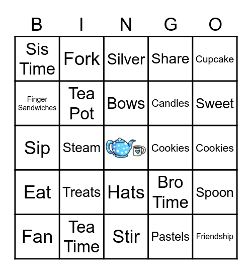 Lakisha's Tea Party Bingo Card