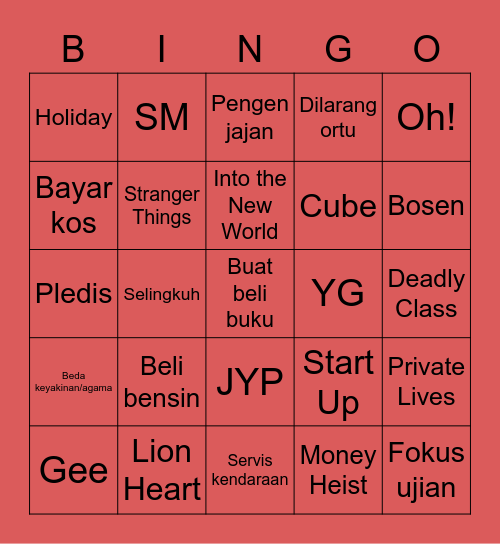 Bingonya Ojin Bingo Card
