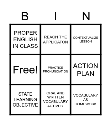 ACADEMIC DEPARTMENT Bingo Card