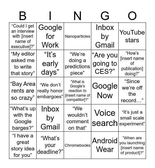 Buzzword Bingo Card