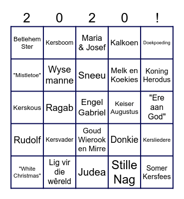 Senior lidmate Kersete Bingo Card