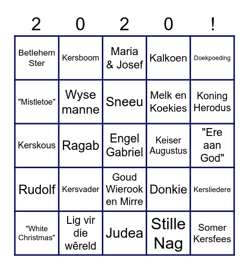 Senior lidmate Kersete Bingo Card